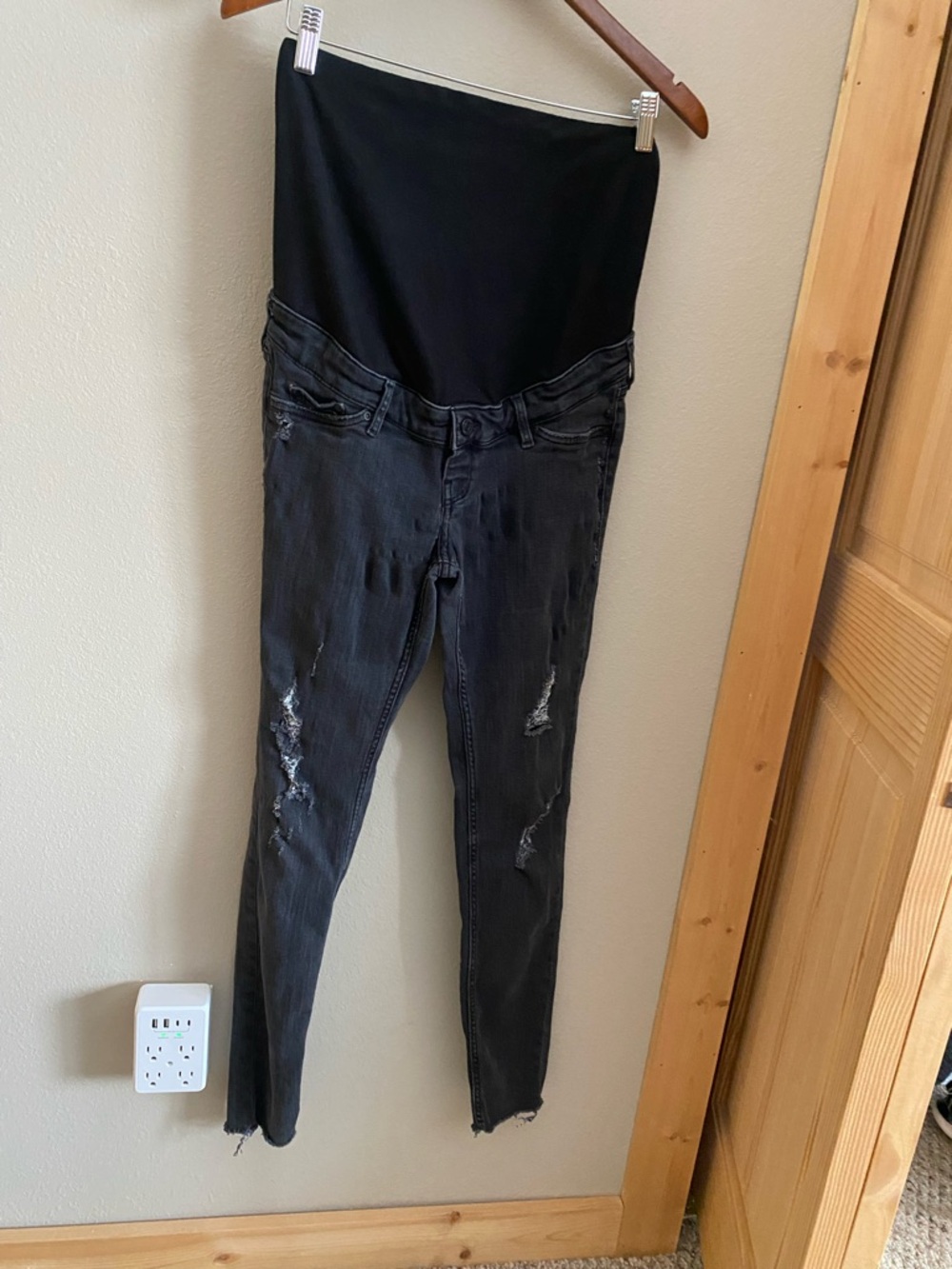 Black Maternity Skinny Jeans with Over-Belly Panel Size 8